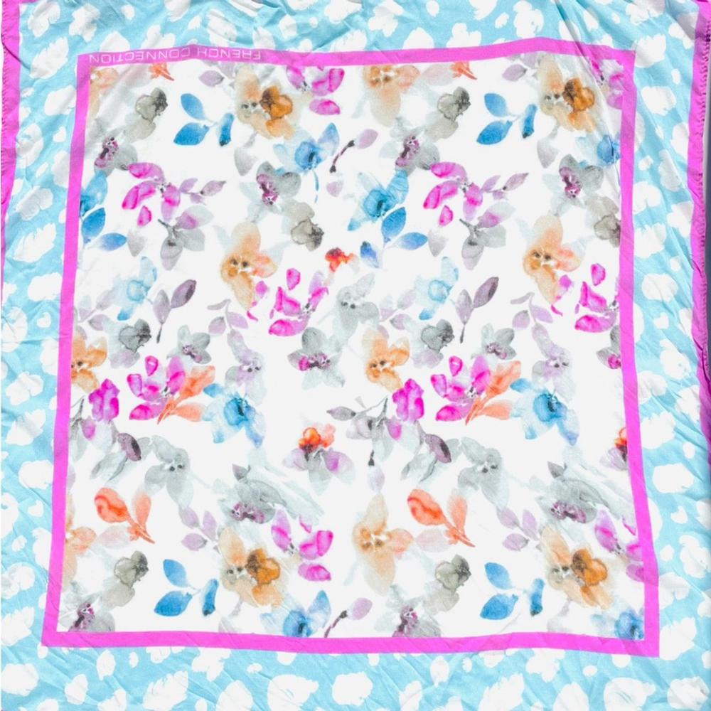 French Connection Floral Scarf with Pink and Blue